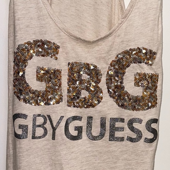 G by Guess | 100% Cotton Small Gorgeous Gold Glittery Sparkling Sequin Tank Top - Picture 1 of 10